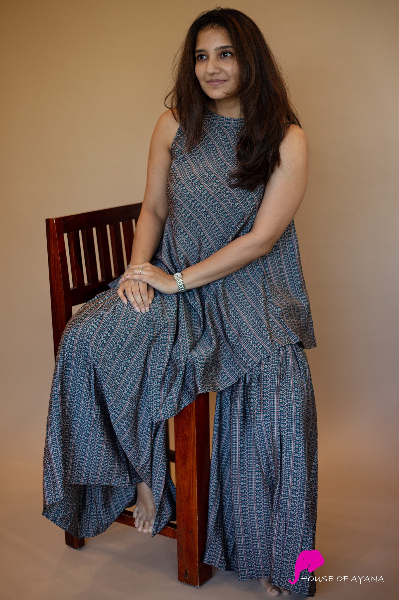 Gazal Striped Sharara Set