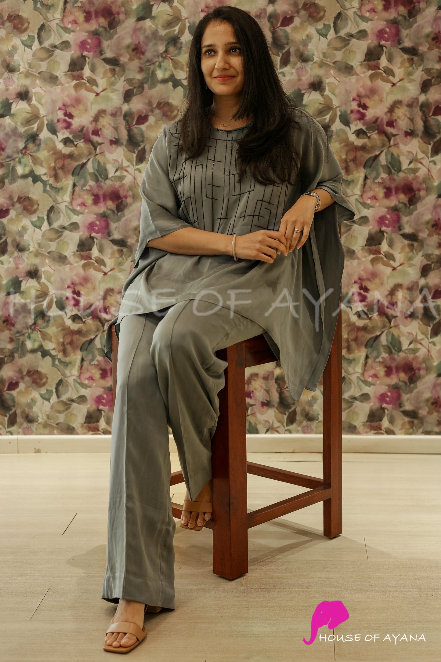 Grey Web Embroidered Coords