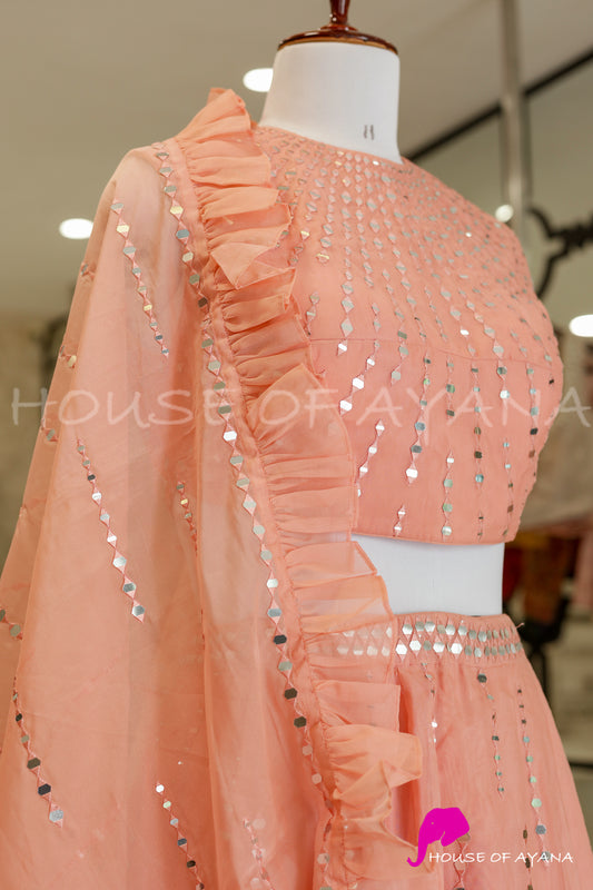 Blushing Peach Lehenga Set