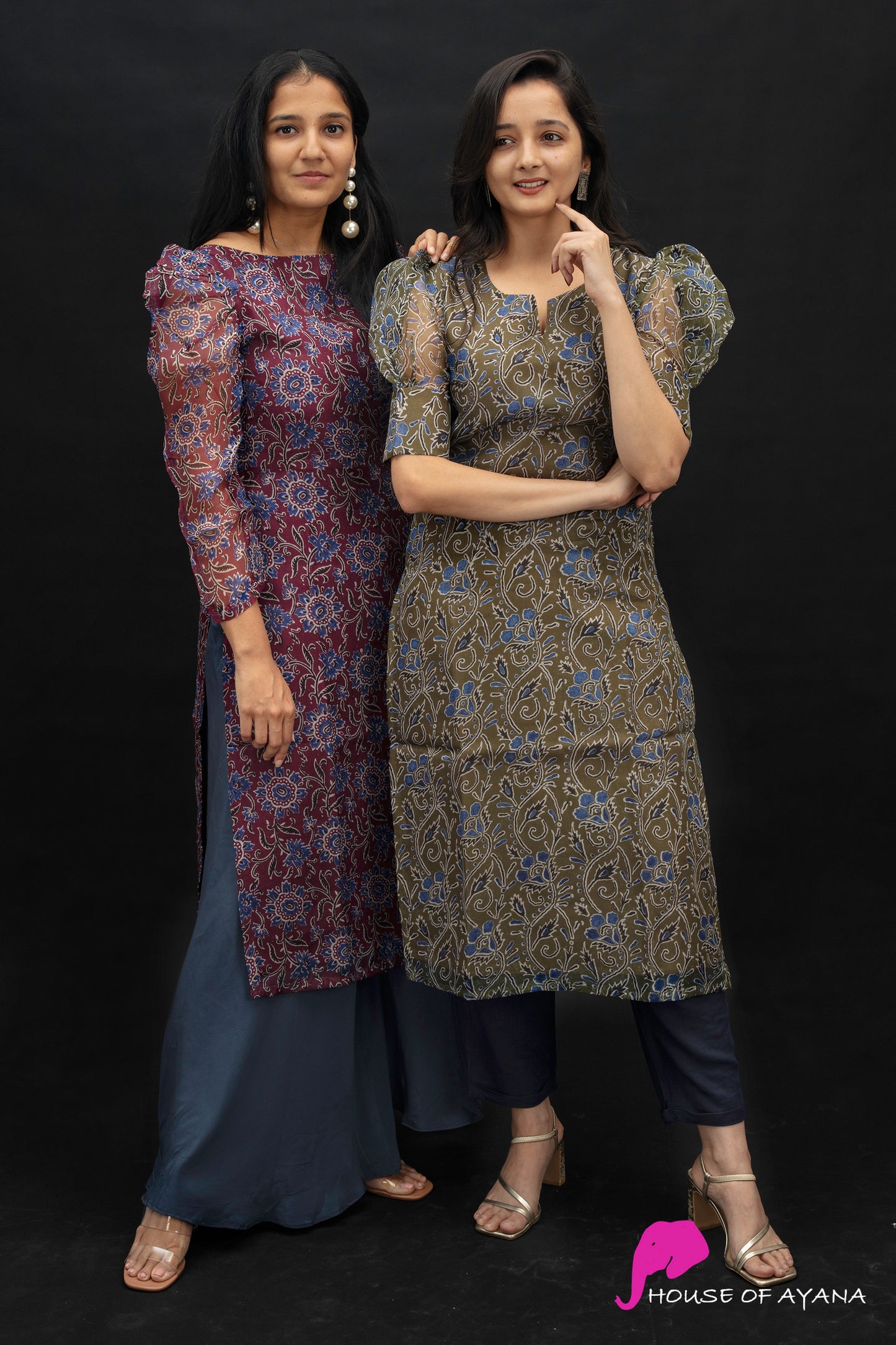 Harmony Organza Silk Kurti | Olive