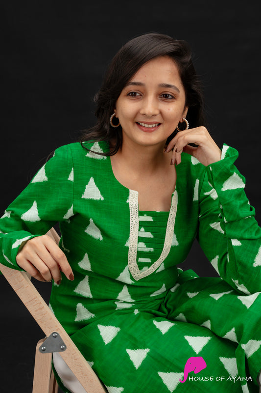 Wadirum Gather Sleeve Kurta | Green