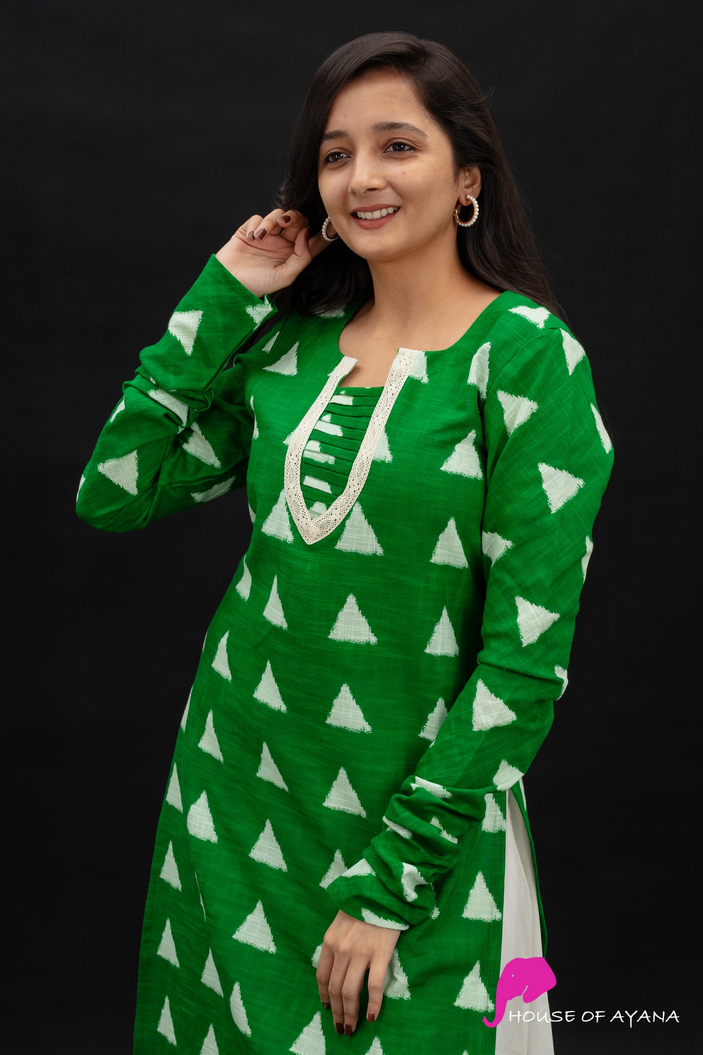 Wadirum Gather Sleeve Kurta | Green