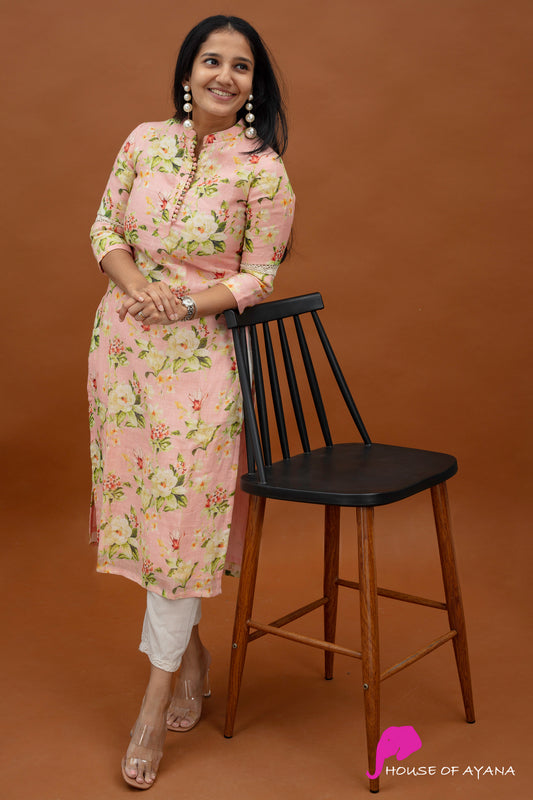 Thinking Spring Linen Kurti