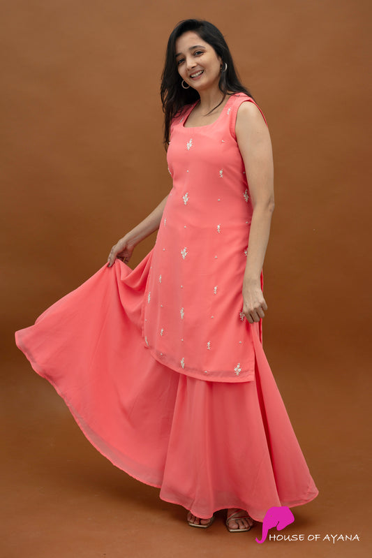 Peachy Embroidered Coord Set