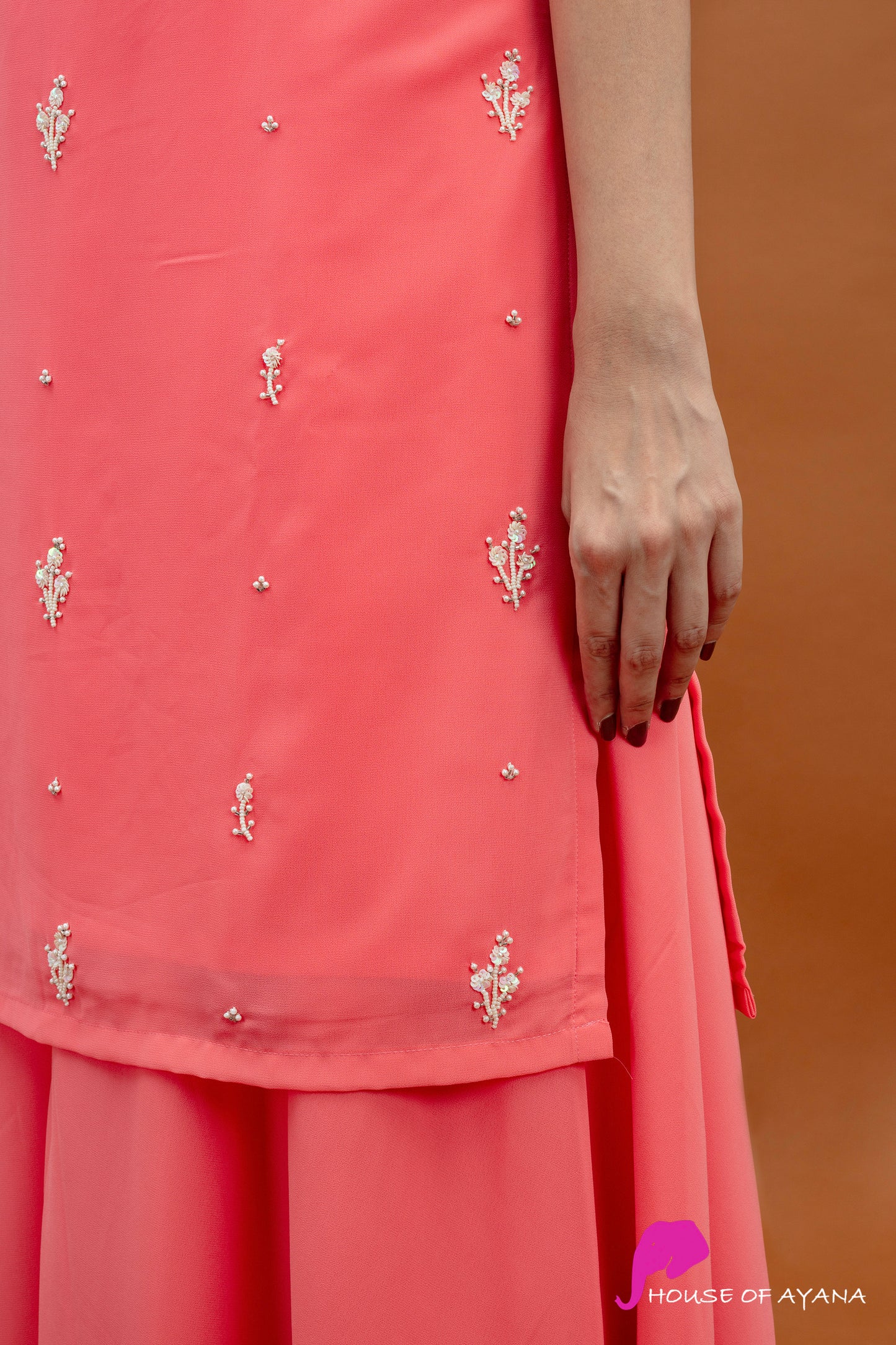 Peachy Embroidered Coord Set