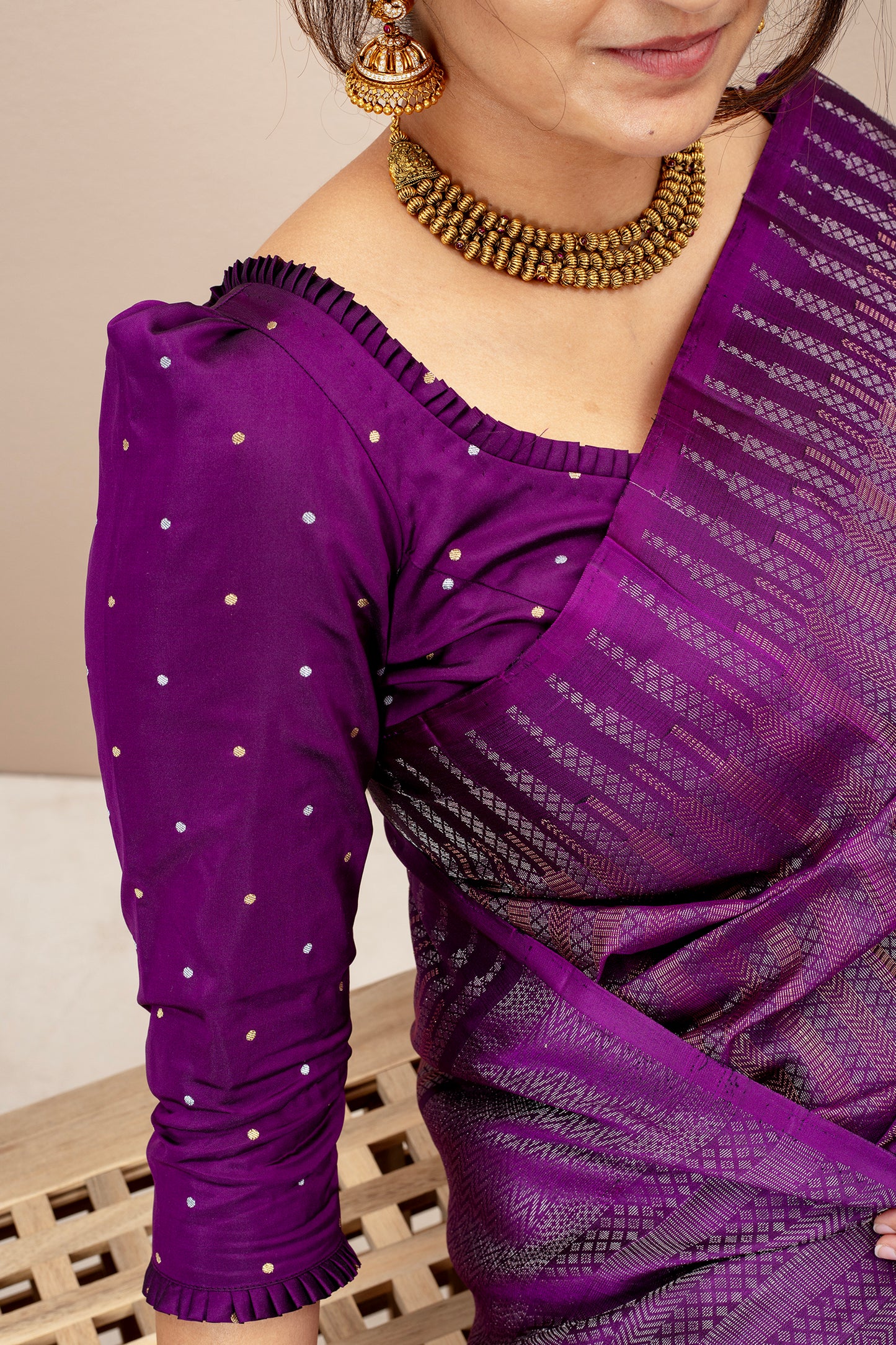 Rich Raven Brocade Silk Blouse