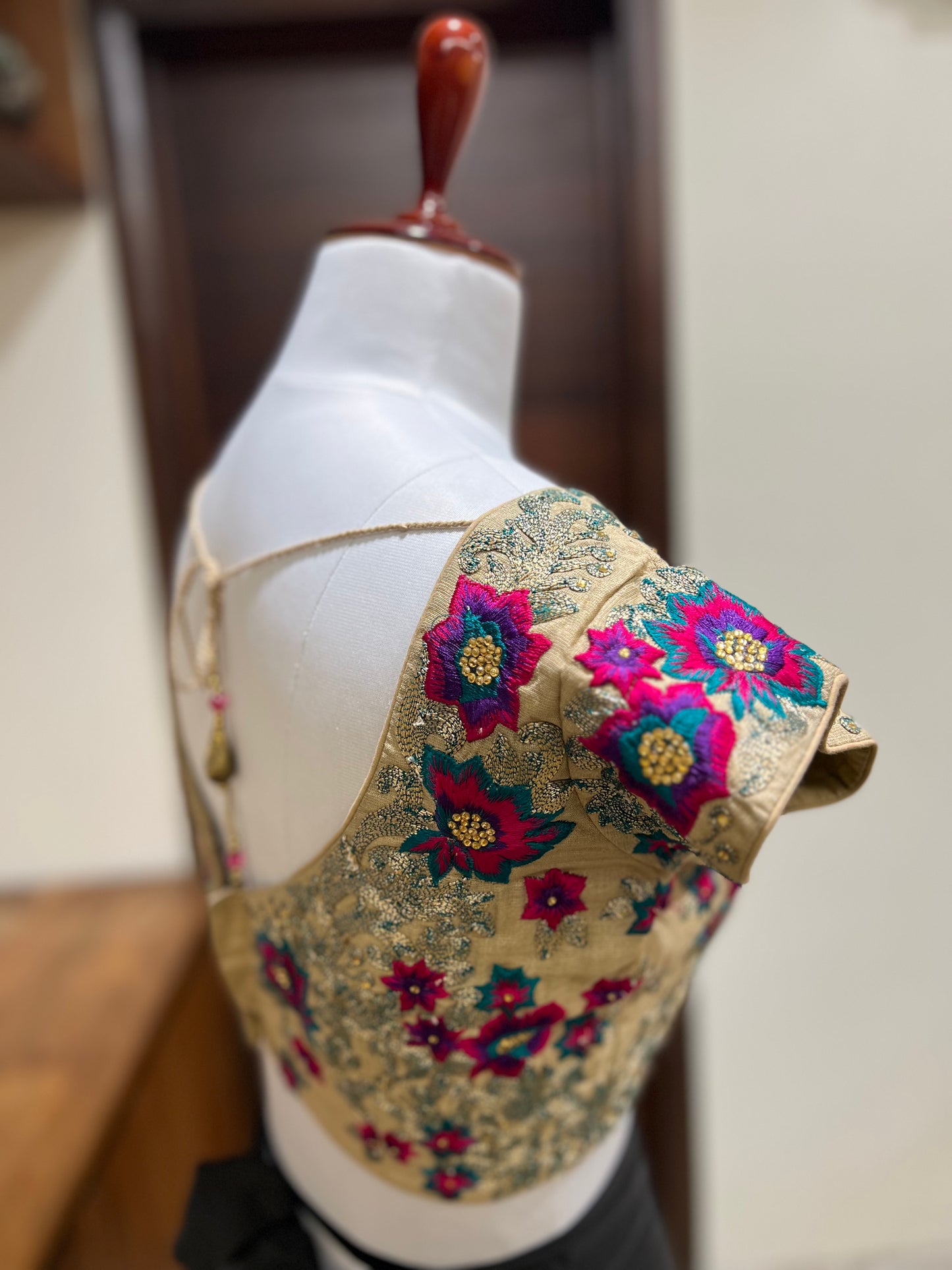 Beige Silk Embroidered Blouse