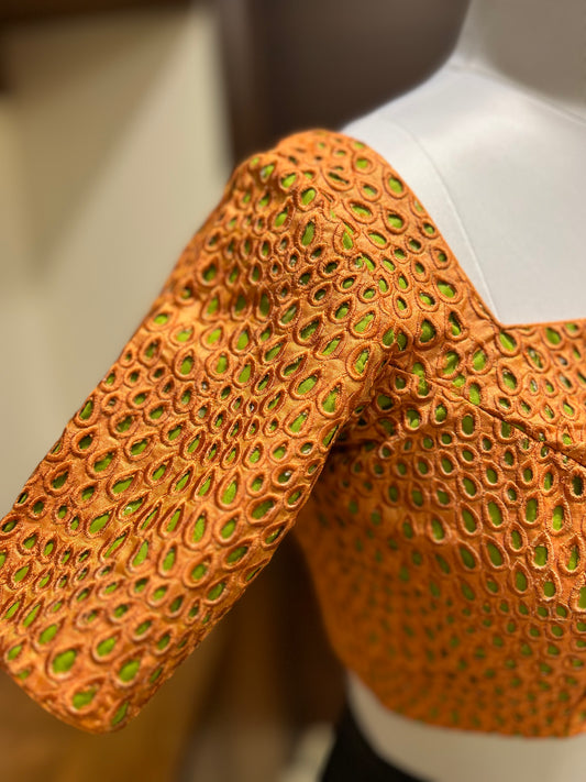 Orange Cutwork Blouse