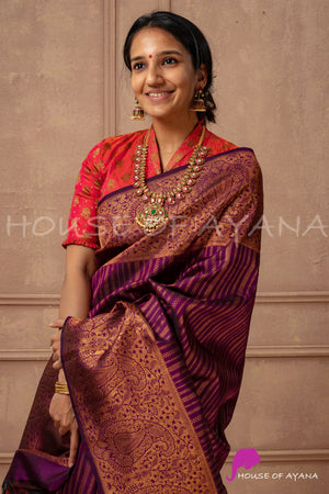 Collared Peach Brocade Blouse