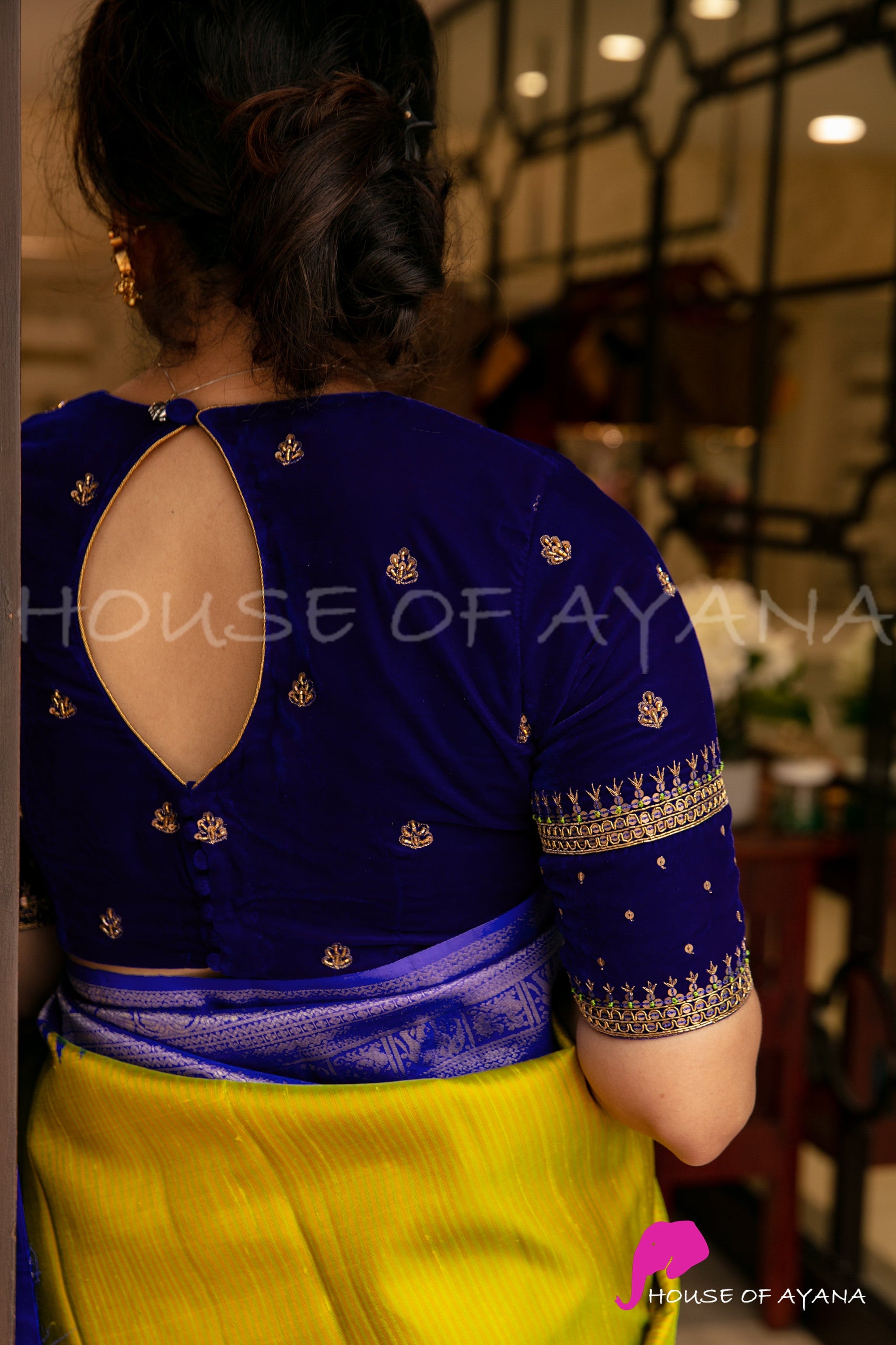 Yasvi Velvet Embroidered Blouse - House of Ayana