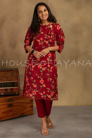 Ayla Embroidered Organza Kurti