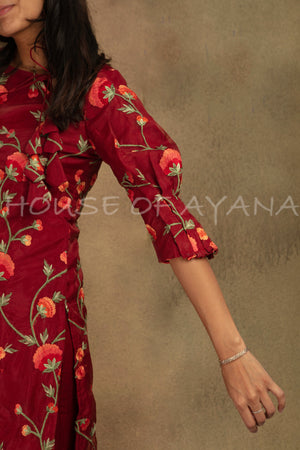 Ayla Embroidered Organza Kurti