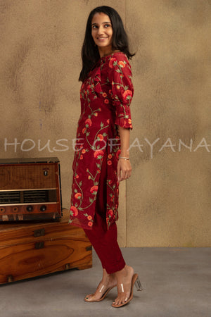 Ayla Embroidered Organza Kurti
