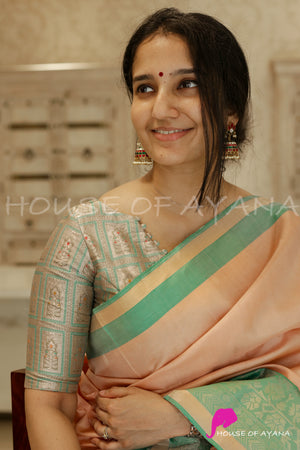 Sapphire Story Brocade Silk Blouse