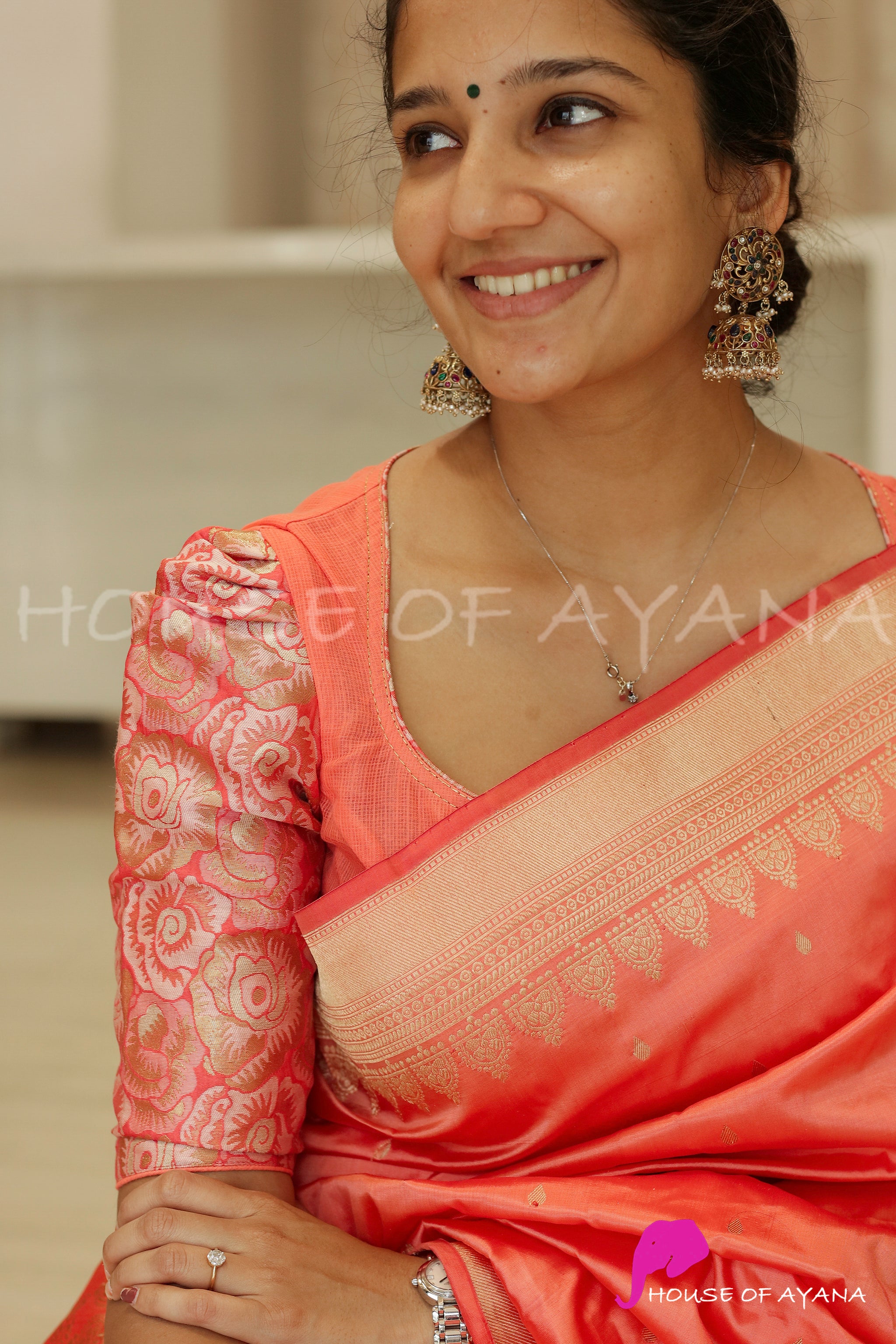 Muhurat Long Sleeved Blouse - House of Ayana