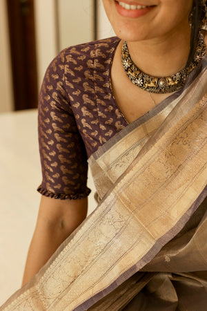 Mulberry Brocade Silk Blouse