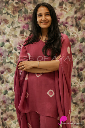 Purple Bandhani Draped Coords