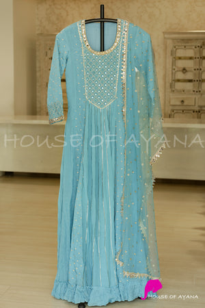 Oceania Mirror Work Gown with Dupatta