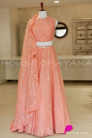 Blushing Peach Lehenga Set