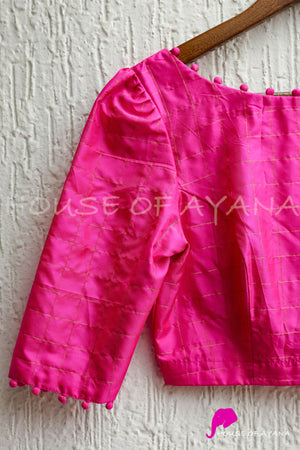 Retro Checks: Silk Blouse in Fuchsia
