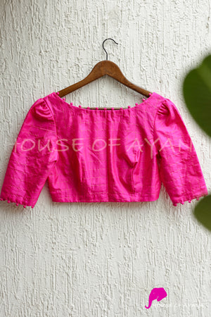 Retro Checks: Silk Blouse in Fuchsia