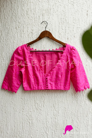 Retro Checks: Silk Blouse in Fuchsia