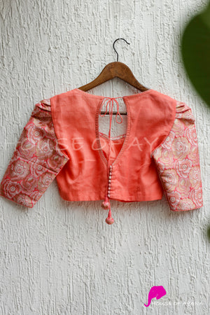 Peach Melba Kota Silk Brocade Blouse