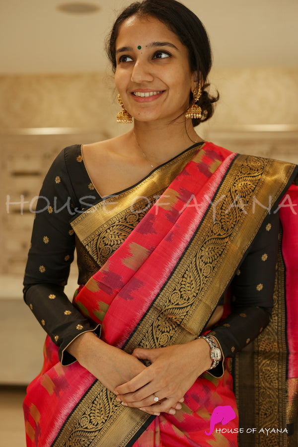 Iraivi Brocade Silk Blouse: Black