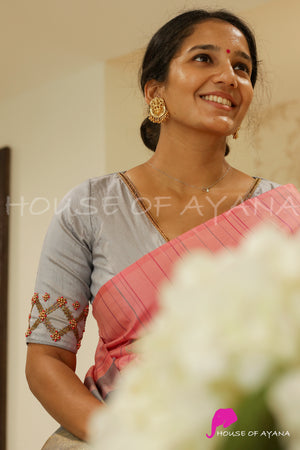 Margo Raw Silk Embroidered Blouse