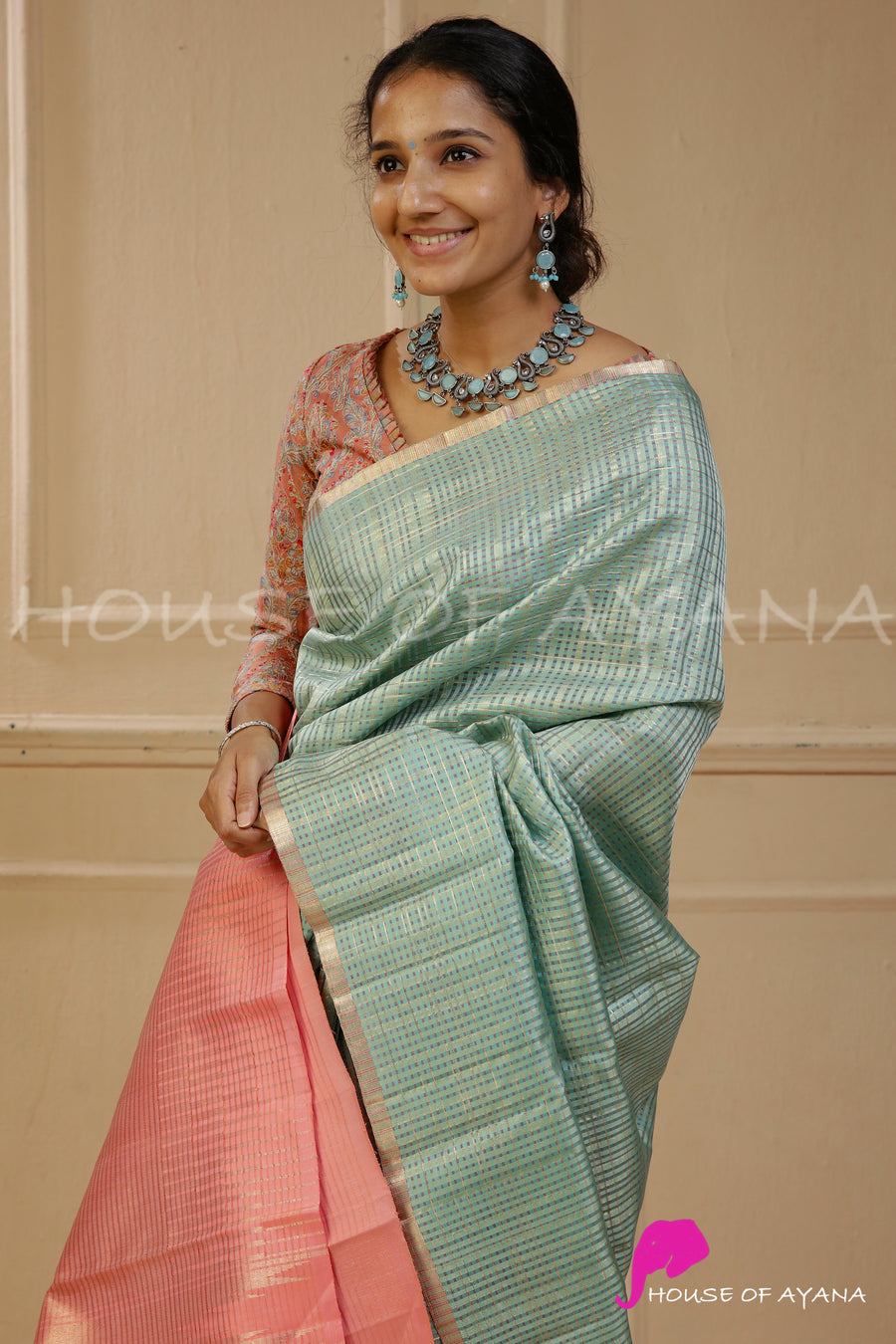 Peach Passion Embroidered Silk Blouse