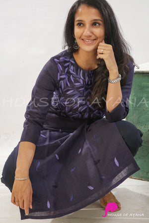 Don't Stop Staring Embroidered Linen Kurti