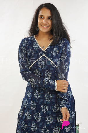 Kingfisher Indigo Georgette Kurti