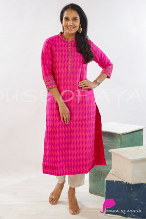 Rosa Embroidered Ikat Rawsilk Kurti