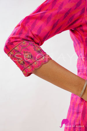 Rosa Embroidered Ikat Rawsilk Kurti