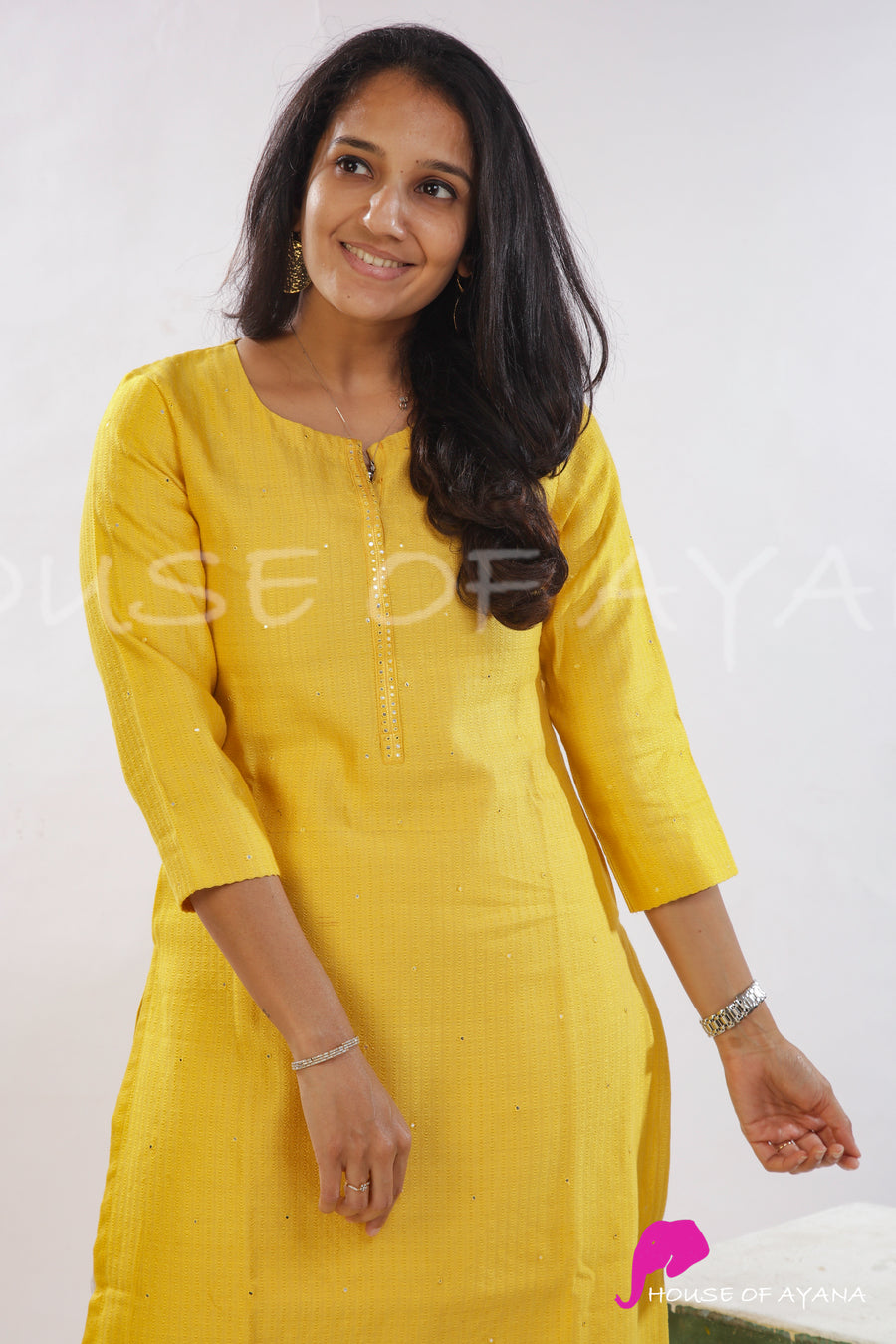 Sunflower Embroidered Silk Kurti