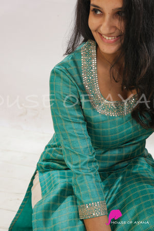 Starry Night Embroidered Tussar Kurti