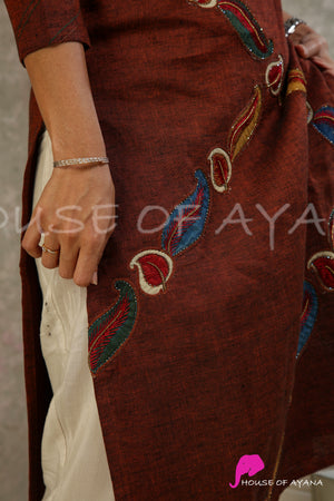 Kayla Kalamkari Embroidered Linen Kurti