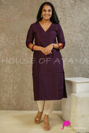 Boysenberry Kanjivaram Silk Kurti