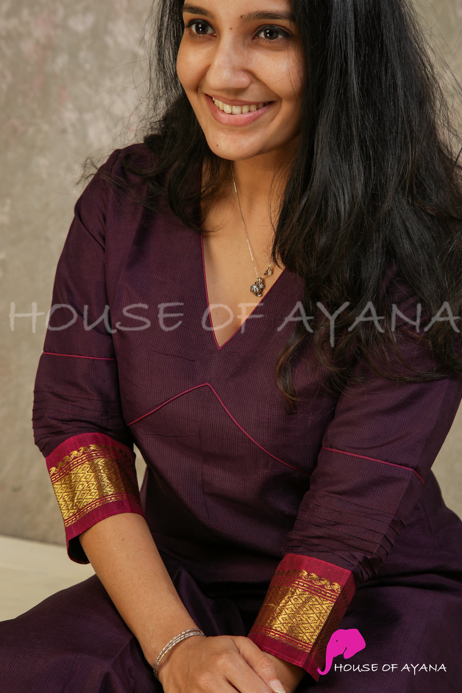 Boysenberry Kanjivaram Silk Kurti