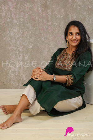 Green Valley Silk Embroidered Kurti