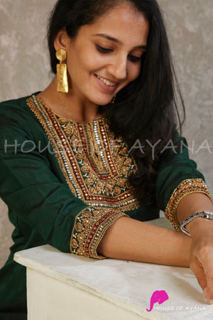 Green Valley Silk Embroidered Kurti