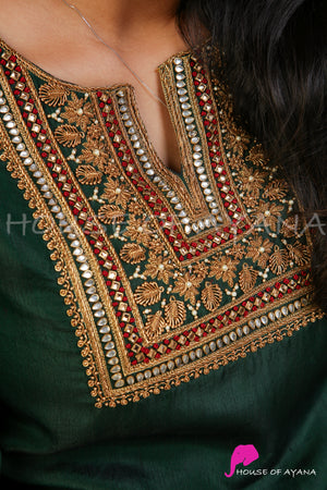 Green Valley Silk Embroidered Kurti