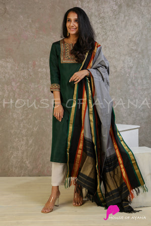Green Valley Silk Embroidered Kurti
