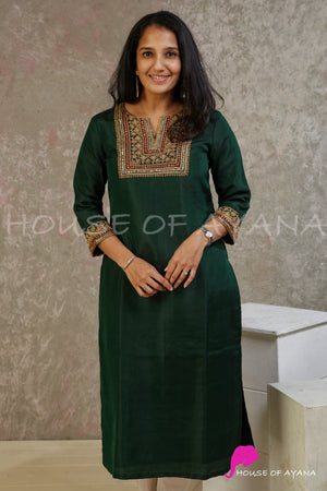 Green Valley Silk Embroidered Kurti