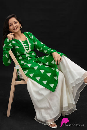Wadirum Gather Sleeve Kurta | Green