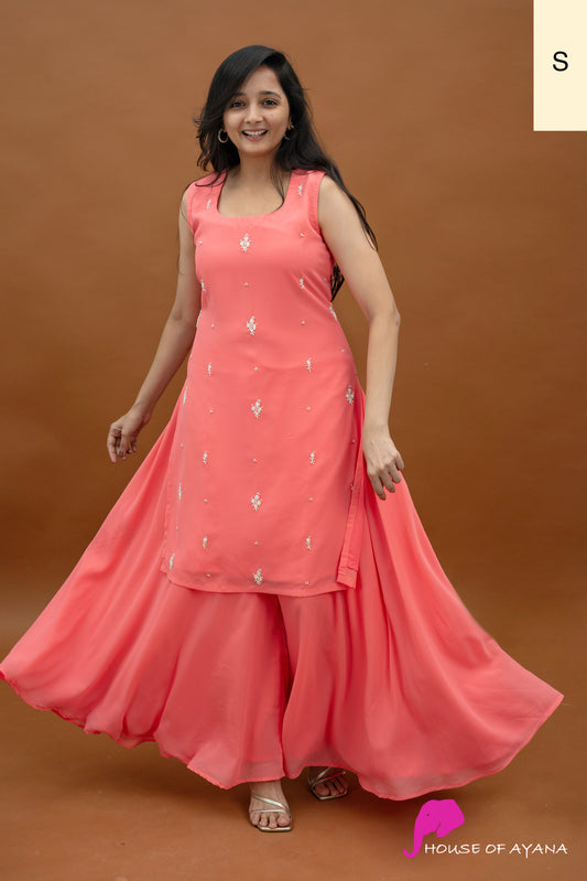 Peachy Embroidered Coord Set