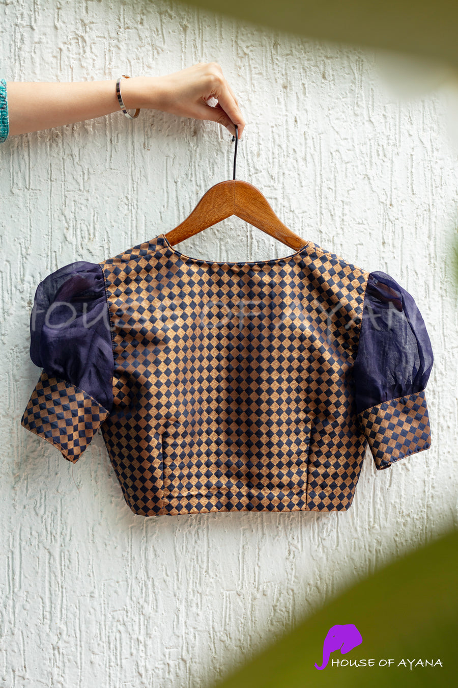 Blue Stone Brocade Blouse