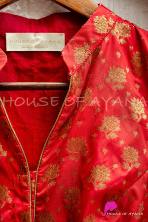 Scarlet Brocade Blouse