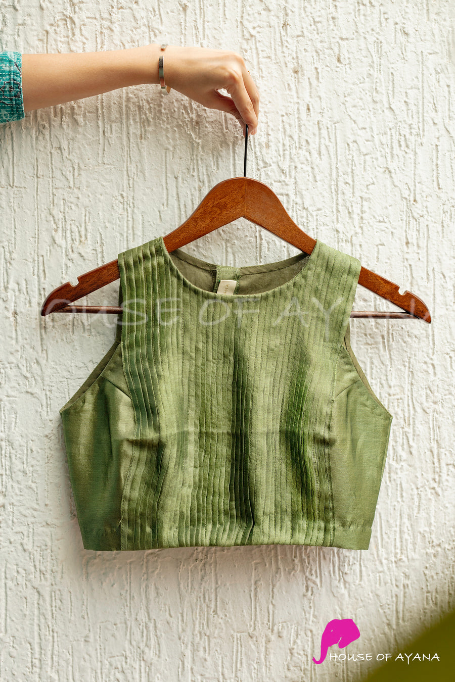 Enchanting Emerald Pintuck Organza Blouse