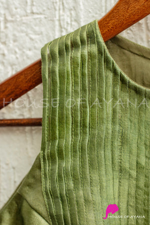 Enchanting Emerald Pintuck Organza Blouse